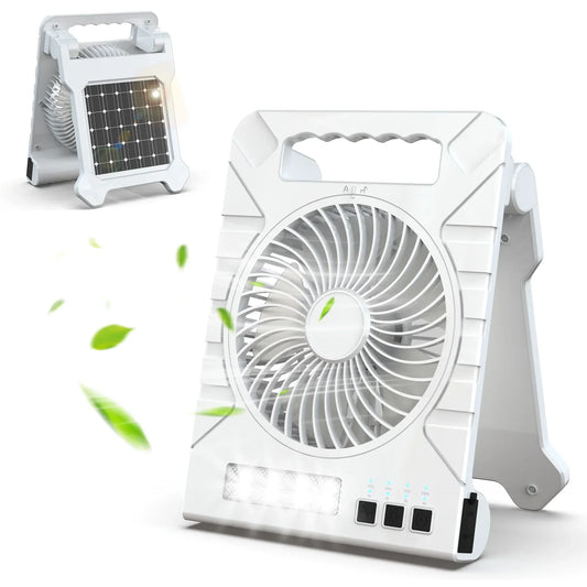 VenturioX Portable Solar Camp Fan with LED Light - Fesara