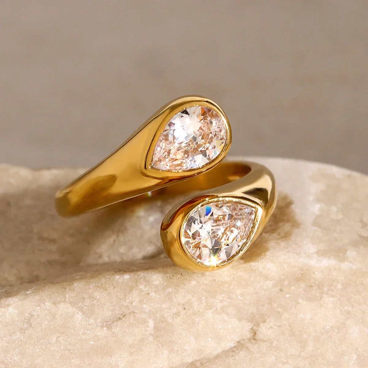 Elegant Drop Diamond Wrap Ring