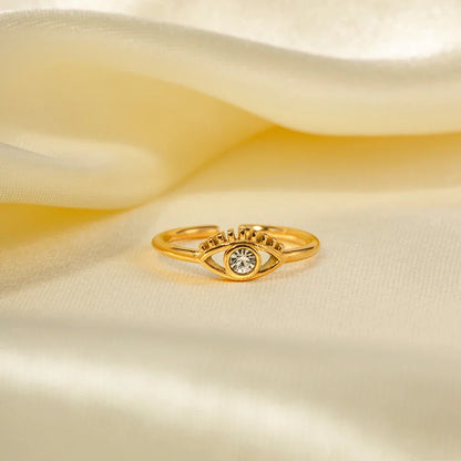 Luxury 18k Gold Diamond Evil Eye Adjustable Ring