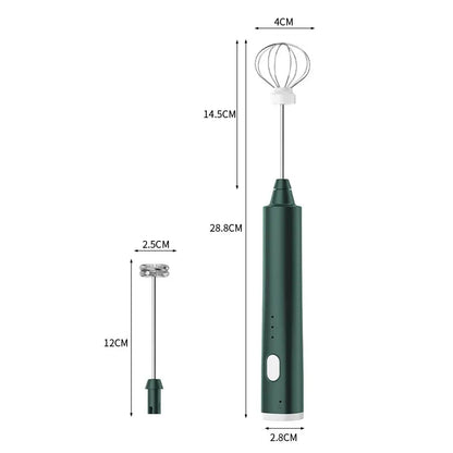 Portable Electric Milk Frother with 2 Interchangeable Tips