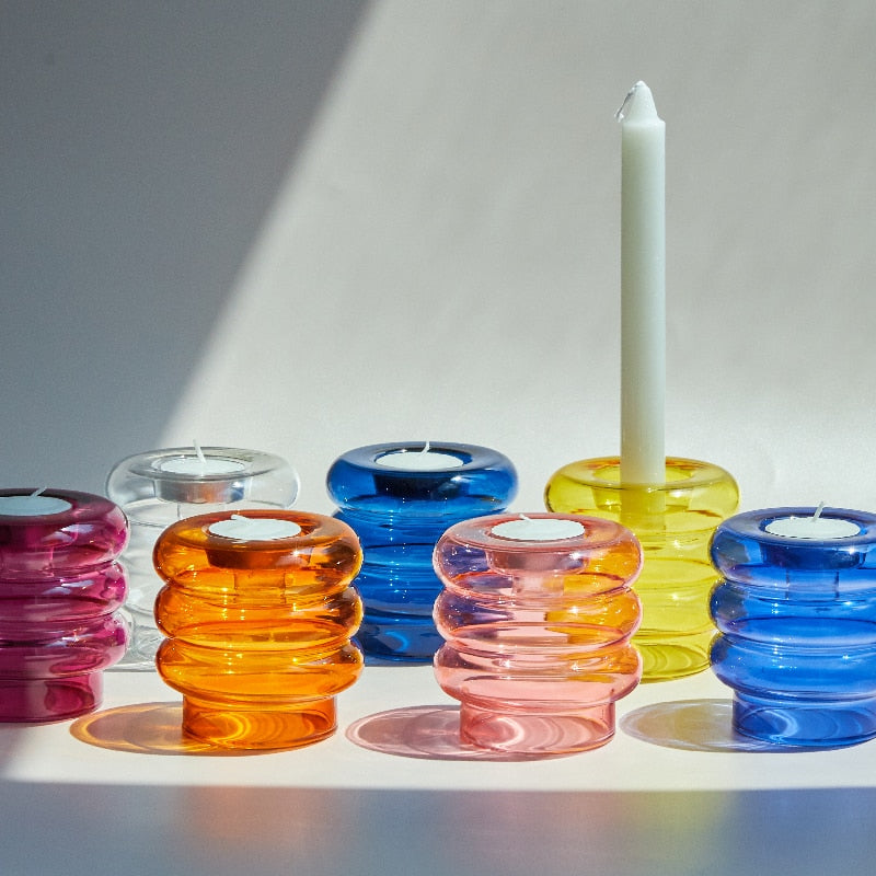 Elegant Double Glass Candle Stand