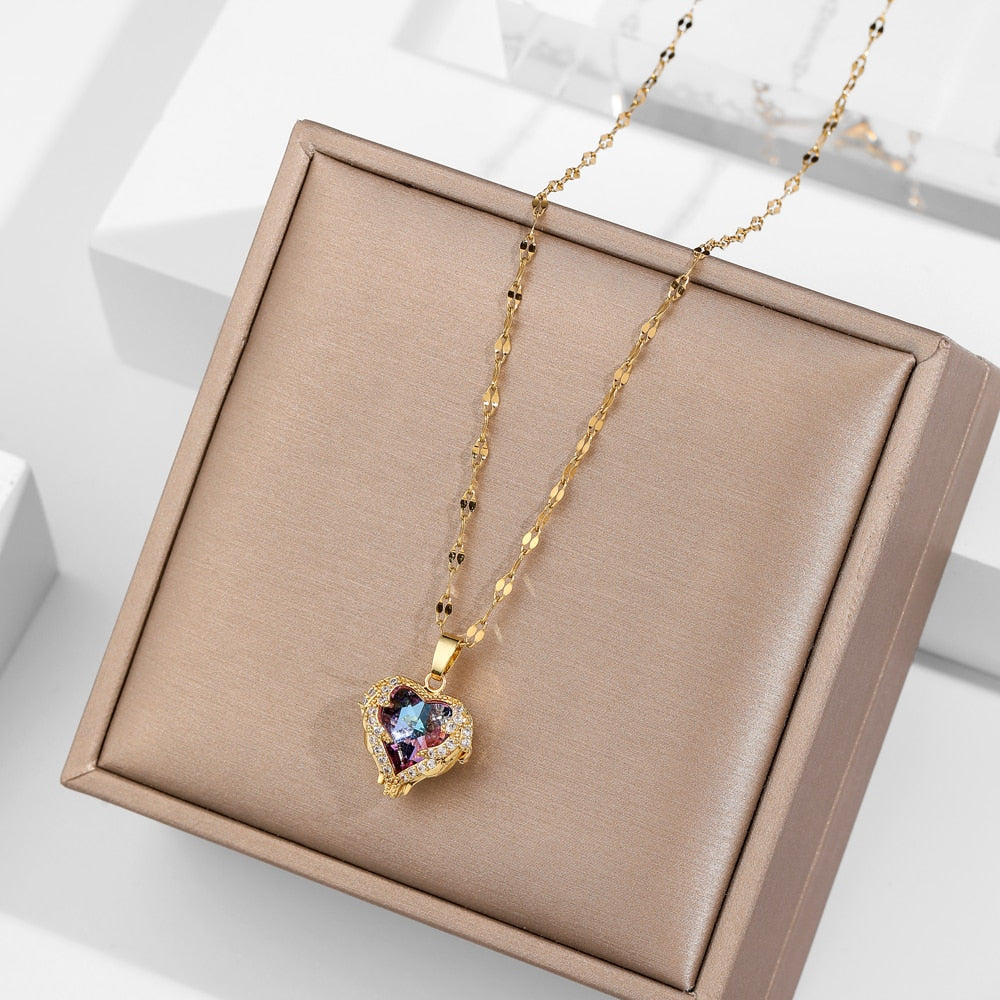 Stunning Sea Glass Stainless Steel Pendant Necklace