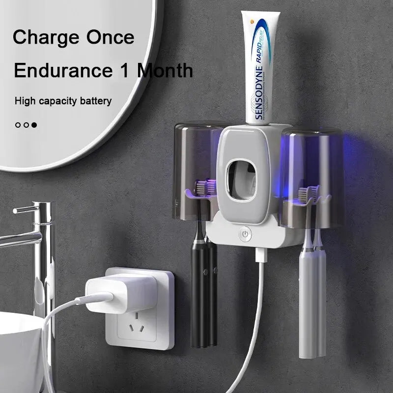 Easy Install UV Toothbrush Sanitizer with Auto Dispenser