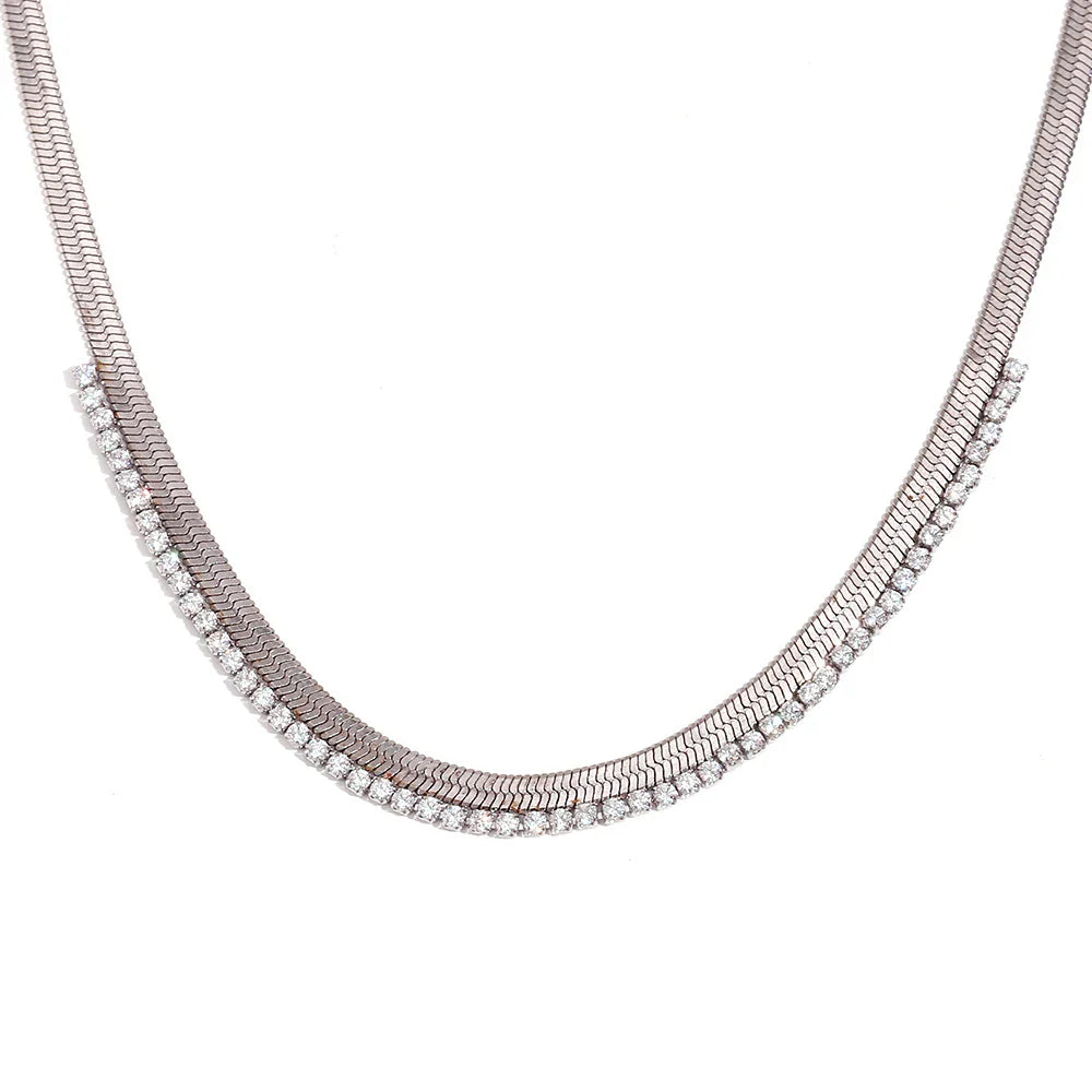 Luxury Herringbone Diamond Sparkle Necklace