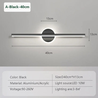 Luxury LED Wall Lamp Black Gold 3 Color
