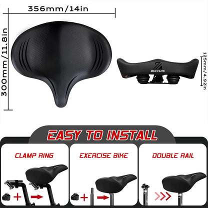 Oversized Bike Saddle with Shock Absorption and Waterproof Design – Comfortable Bicycle Seat for Long-Distance Cycling-3