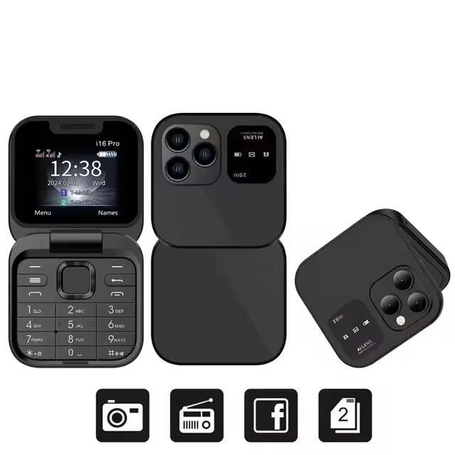 Big Display Loud Flip Phone with Dual SIM and Battery - Fesara