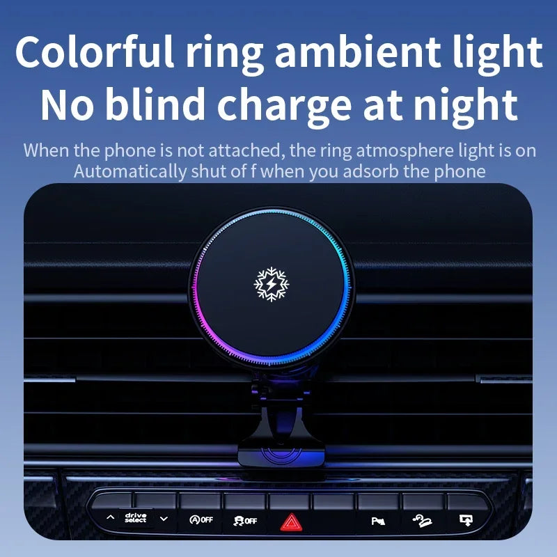 Fast Wireless Car Charger with MagSafe & RGB Light