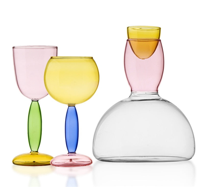 Colorful Glass Pitcher and Cup Set by Phillips