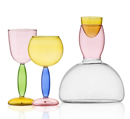 Colorful Glass Pitcher and Cup Set by Phillips