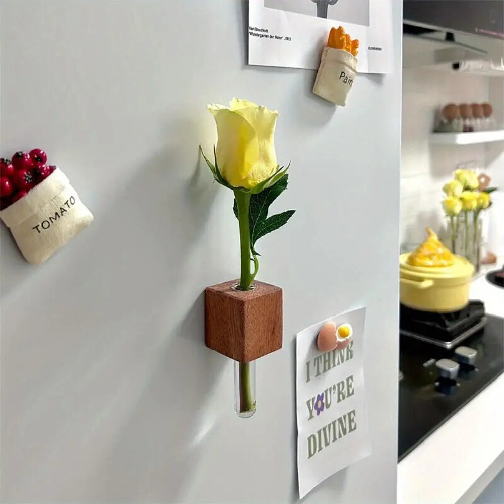 Natural Wood Floral Tube Vase