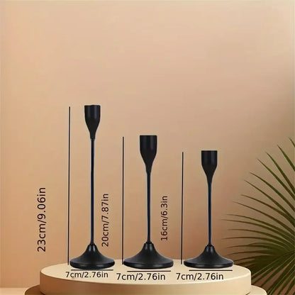 Modern Black Metal Candle Holders Set of 3