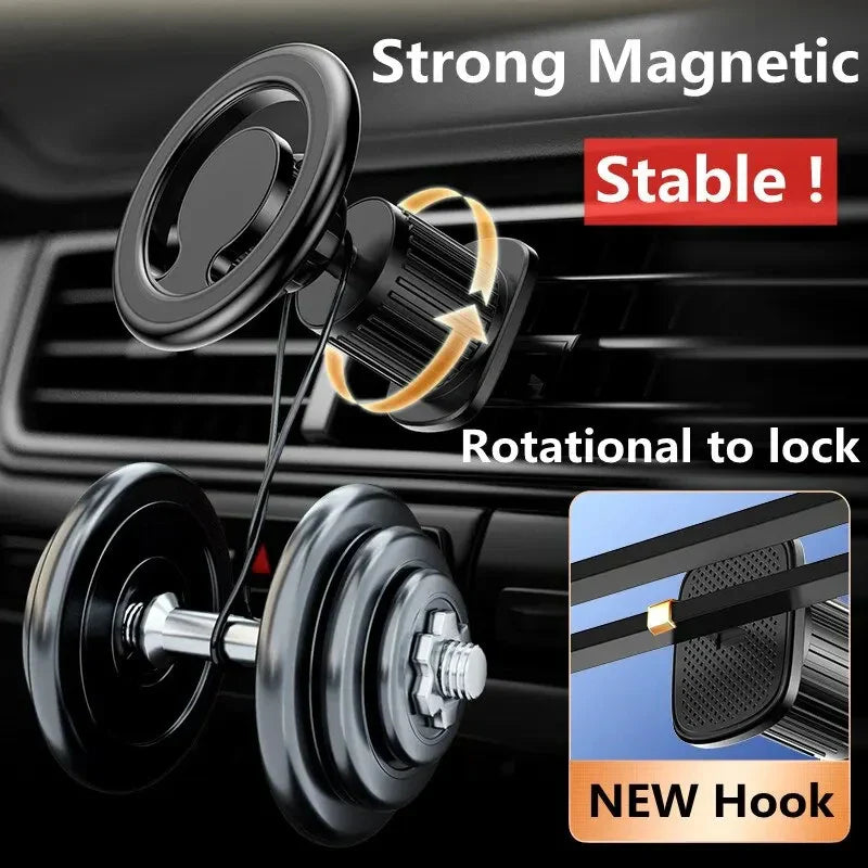 Magnetic Car Phone Mount with 360° Rotation and Strong Grip