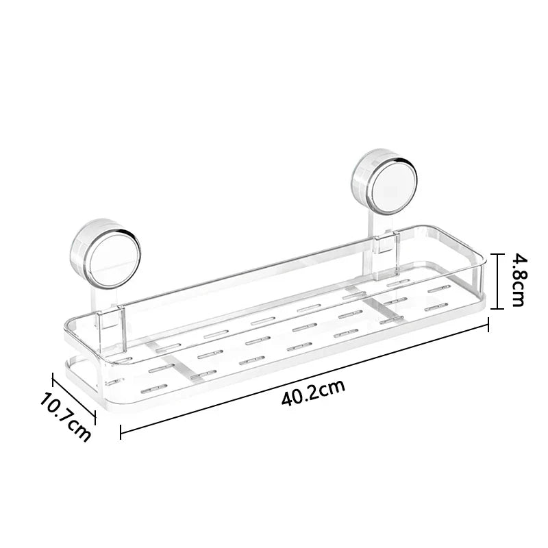Adhesive Wall Shelf with Suction Cup for Kitchen & Bathroom