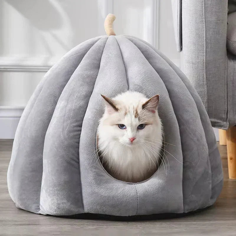 Soft Plush Cat Bed – Warm & Washable Kitty Hut