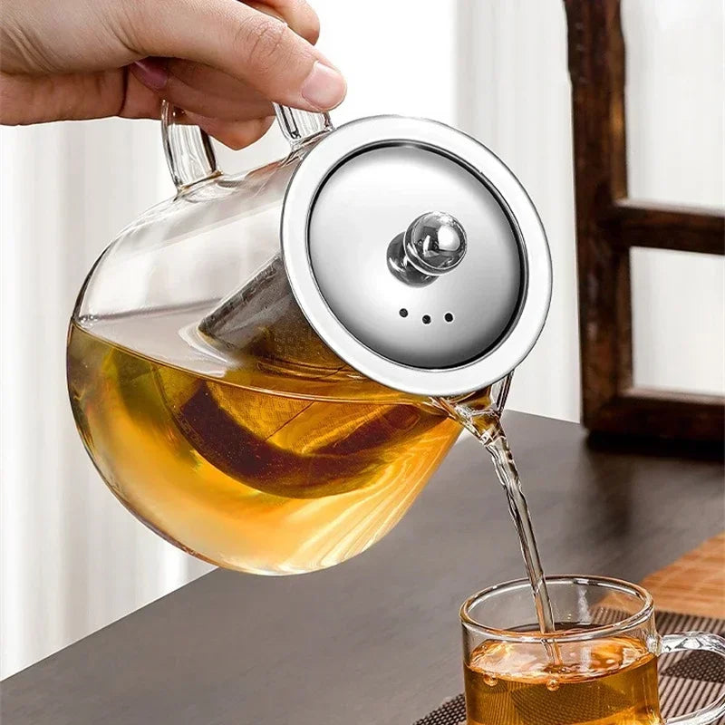 Large Heatproof Glass Teapot with Stainless Steel Infuser