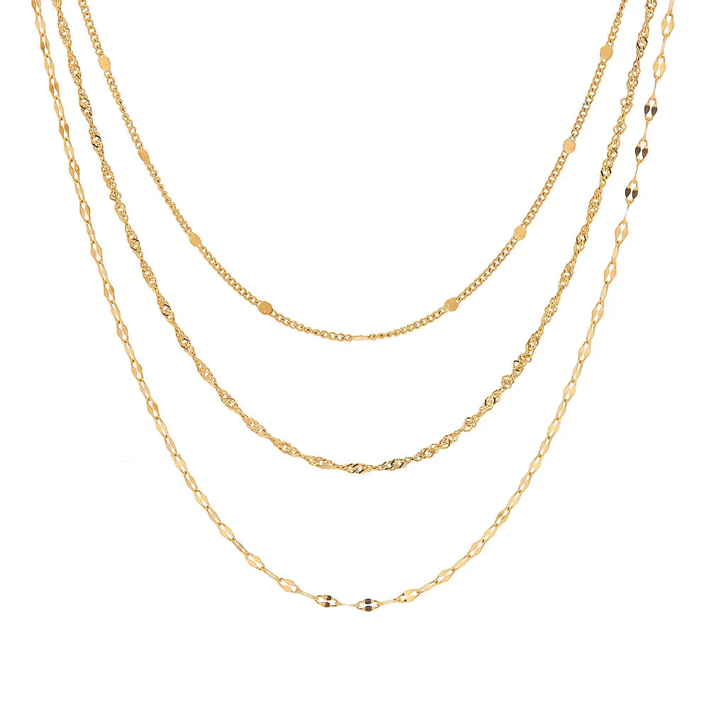 Delicate Gold 3 Layer Chain Necklace Set