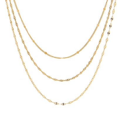 Delicate Gold 3 Layer Chain Necklace Set