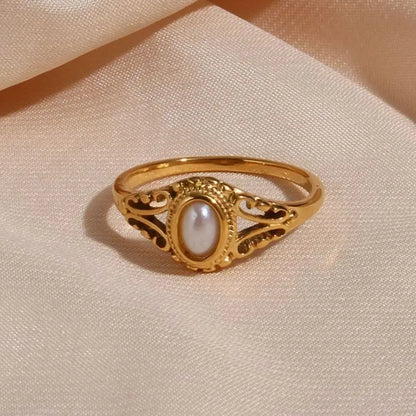 Timeless 18k Pearl Engagement Ring - Fesara