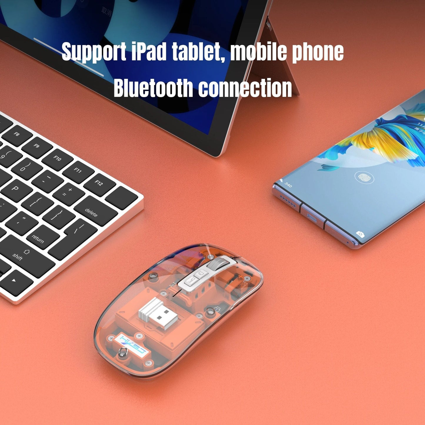 Clear Wireless Bluetooth Computer Mouse