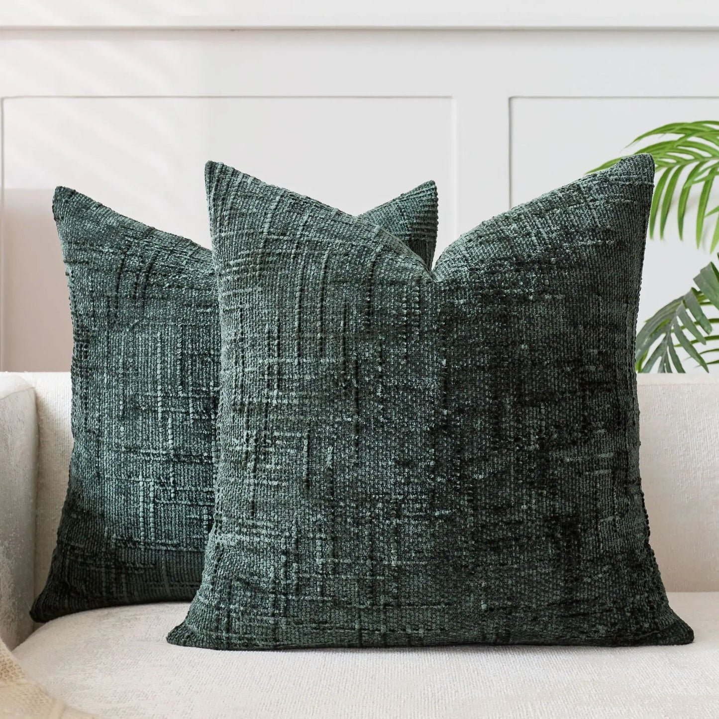 Soft Chenille Cushion with Natural Bamboo Pattern