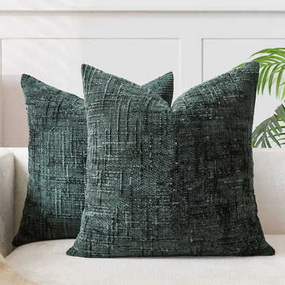 Soft Chenille Cushion with Natural Bamboo Pattern