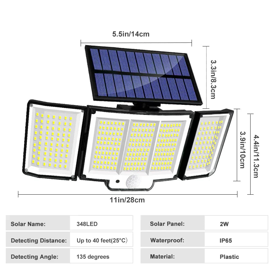 Outdoor Solar Powered Motion Light with 3 Modes