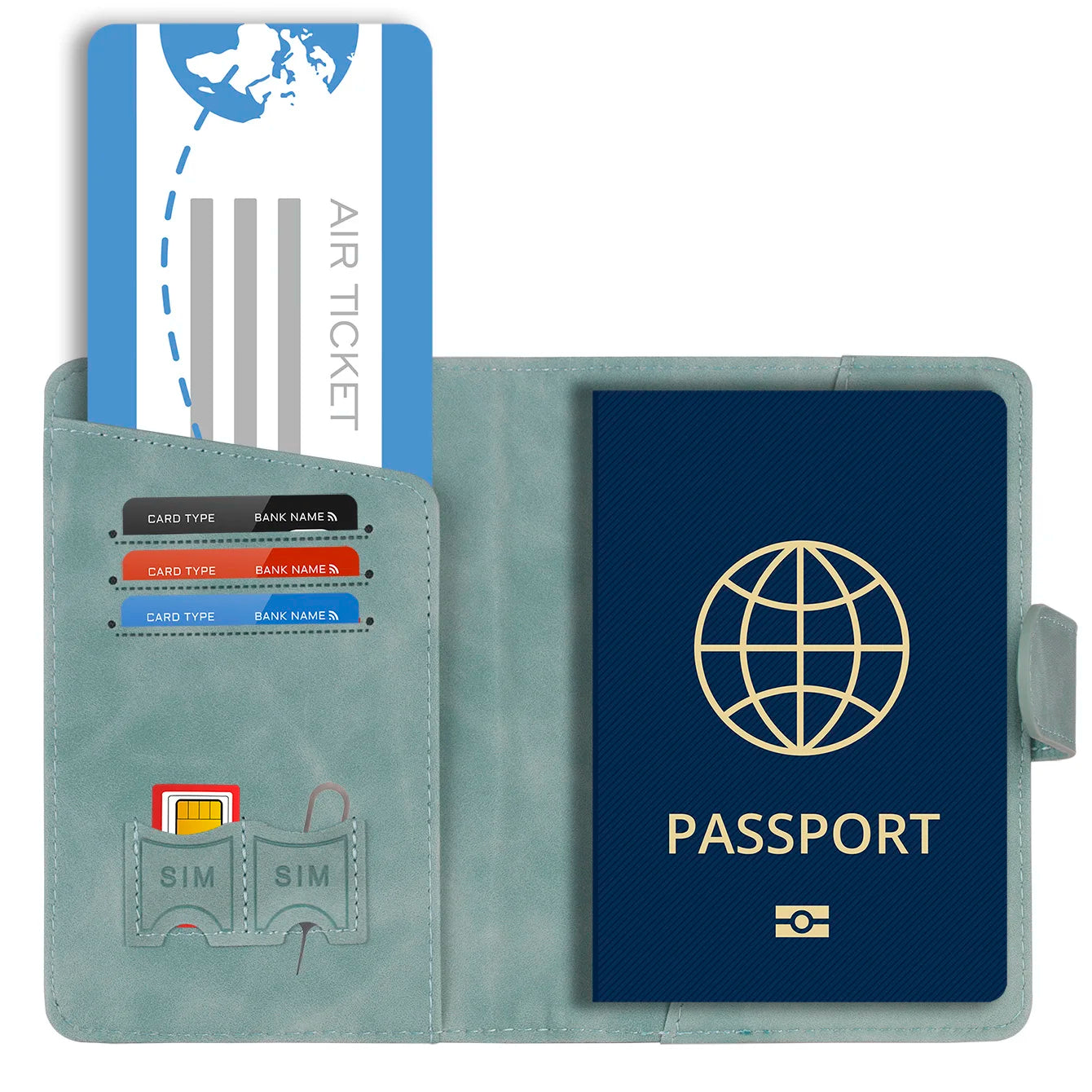 Genuine Leather Passport Wallet with RFID Blocker