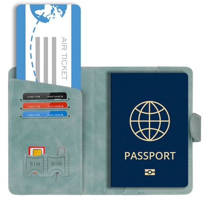 Genuine Leather Passport Wallet with RFID Blocker