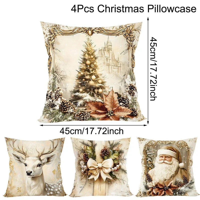 Christmas Decorative Pillow Covers Set of 4