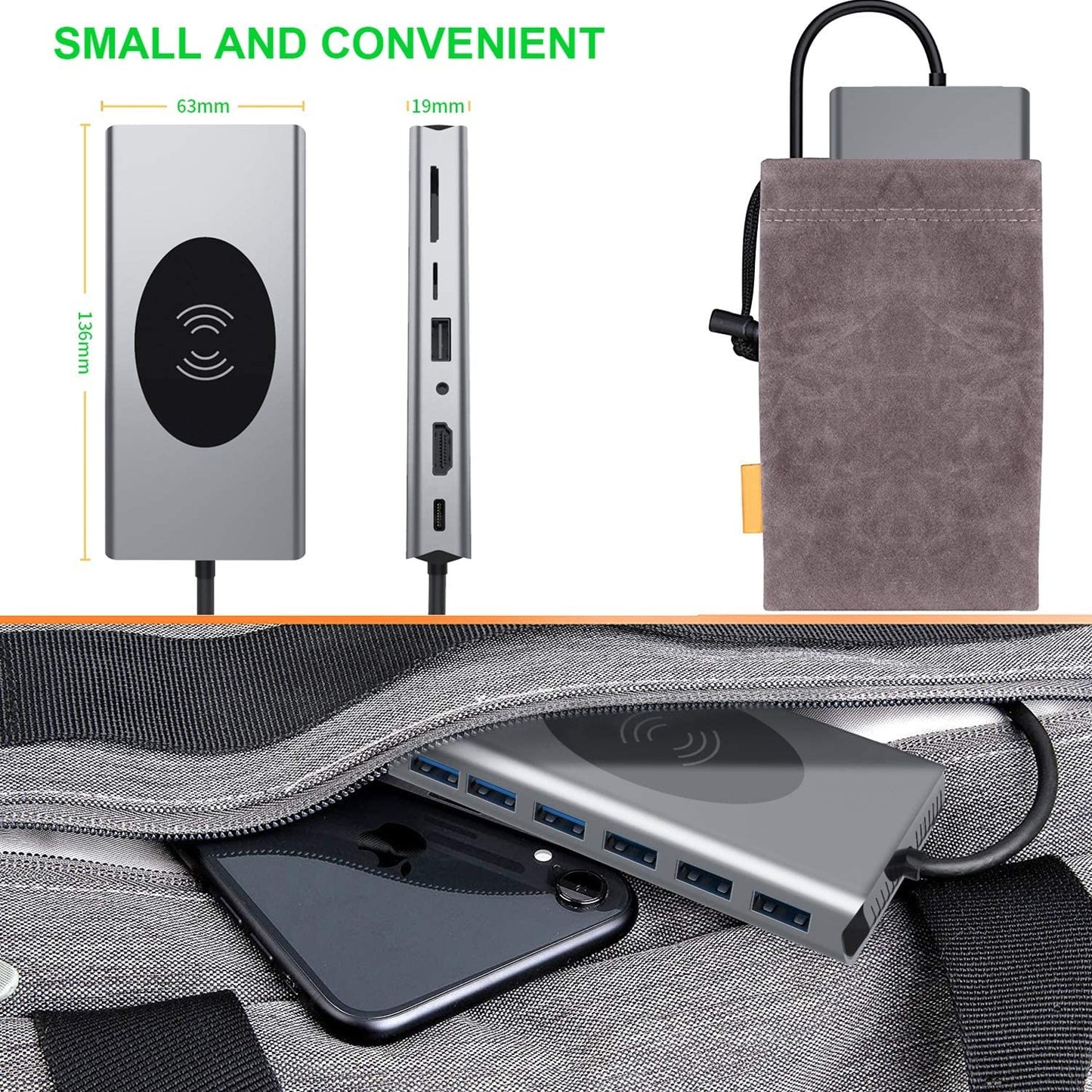 Universal USB-C Wireless Charging Hub Station