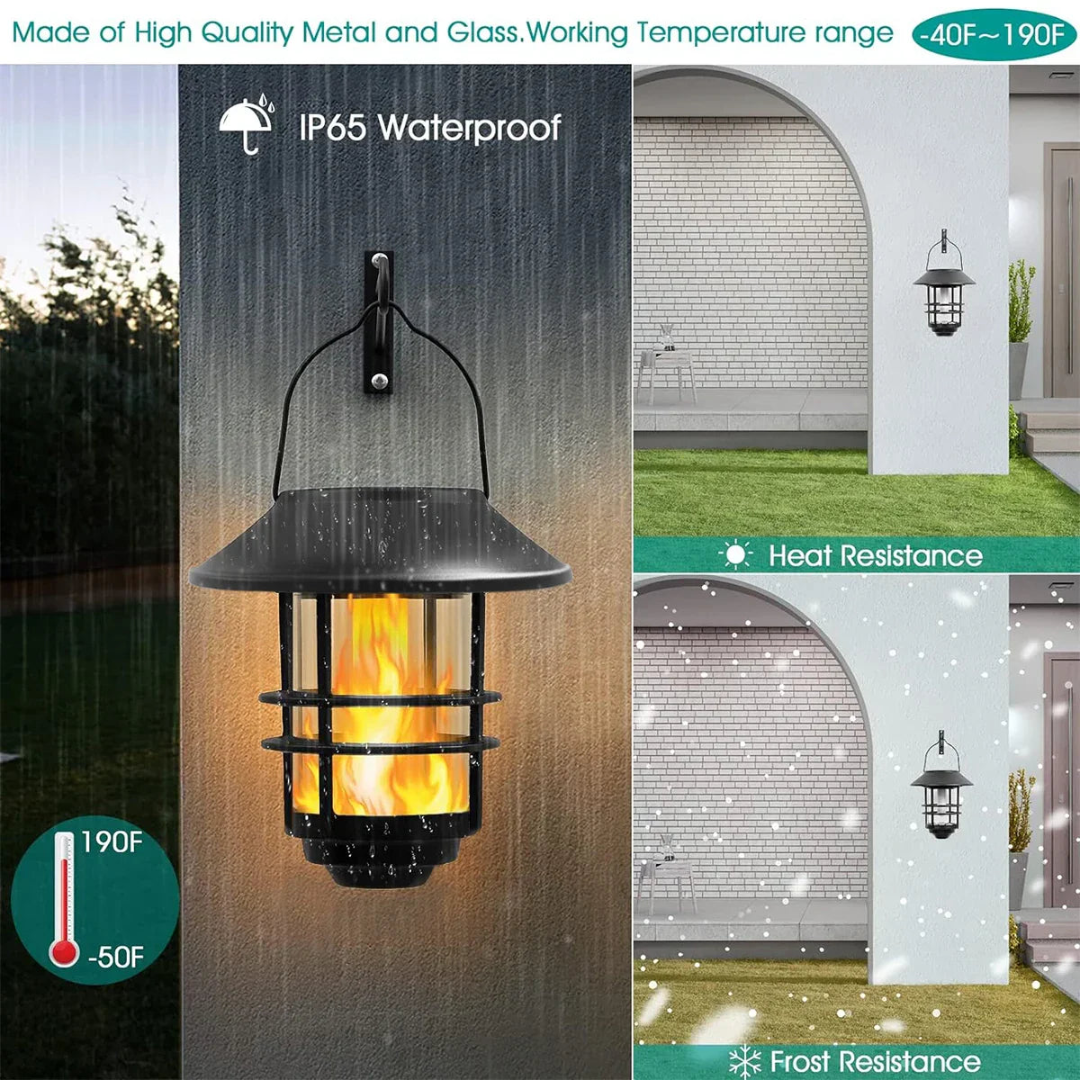 Outdoor Solar Hanging Light with Warm Flicker Effect