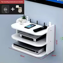 Wireless Router Storage Shelf with Hidden Cable Management