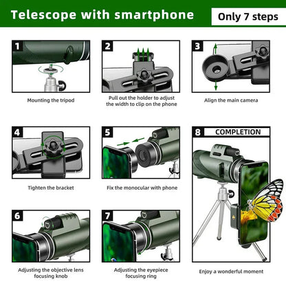 Compact 80x100 HD Zoom Outdoor Monocular Telescope