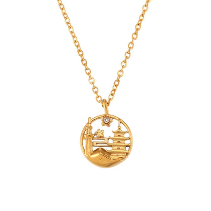 Gold Explorer World Travel Necklace