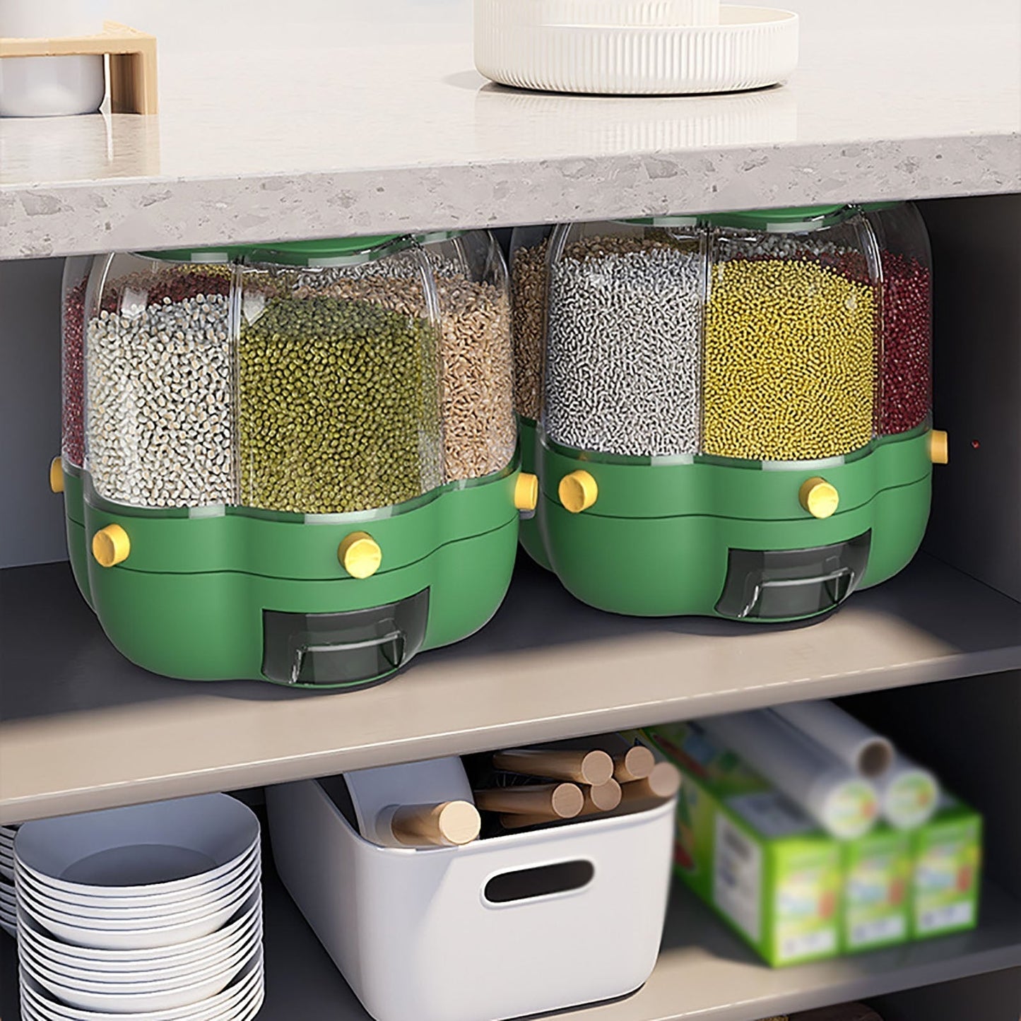 Easy 6-Grid Rotating Food Container Dispenser