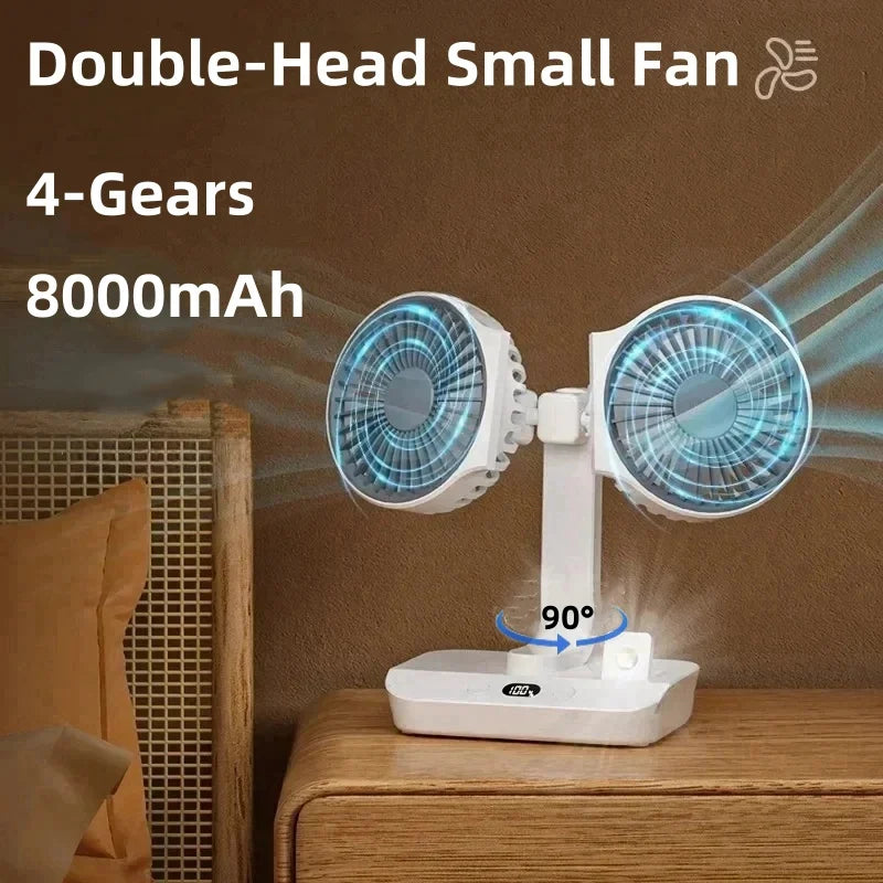 Portable Rechargeable Table Fan with LED Display