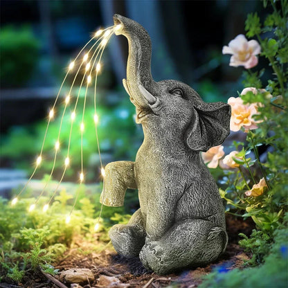 Outdoor Solar Elephant Statue with LED Lights - Fesara