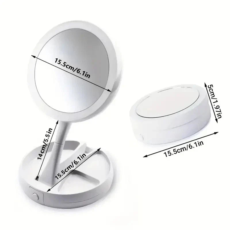 Compact LED Travel Mirror 10x Magnification