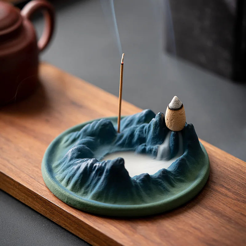 Serenity Mountain Ceramic Waterfall Incense Holder