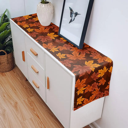 Fall Decor Table Runner, Soft Linen, Autumn Leaf Design
