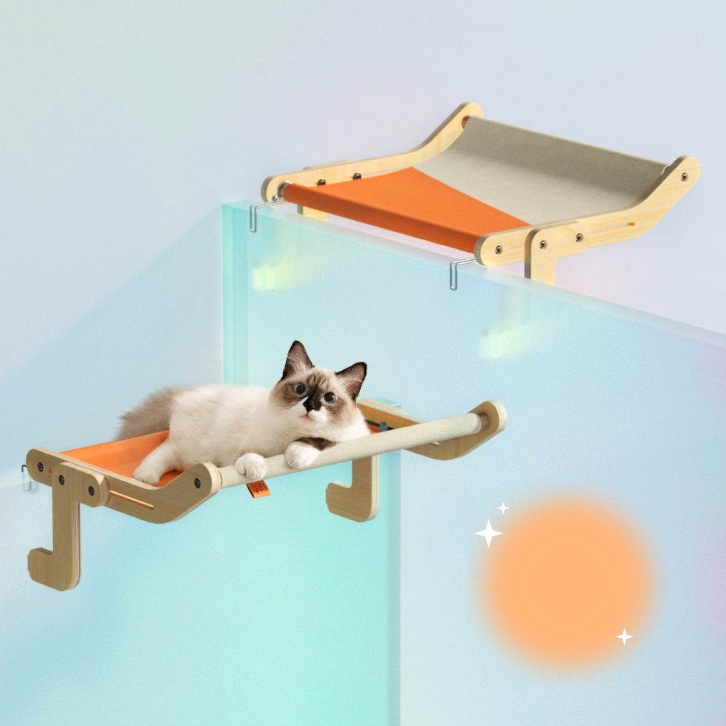 Natural Wood Cat Window Perch Bed