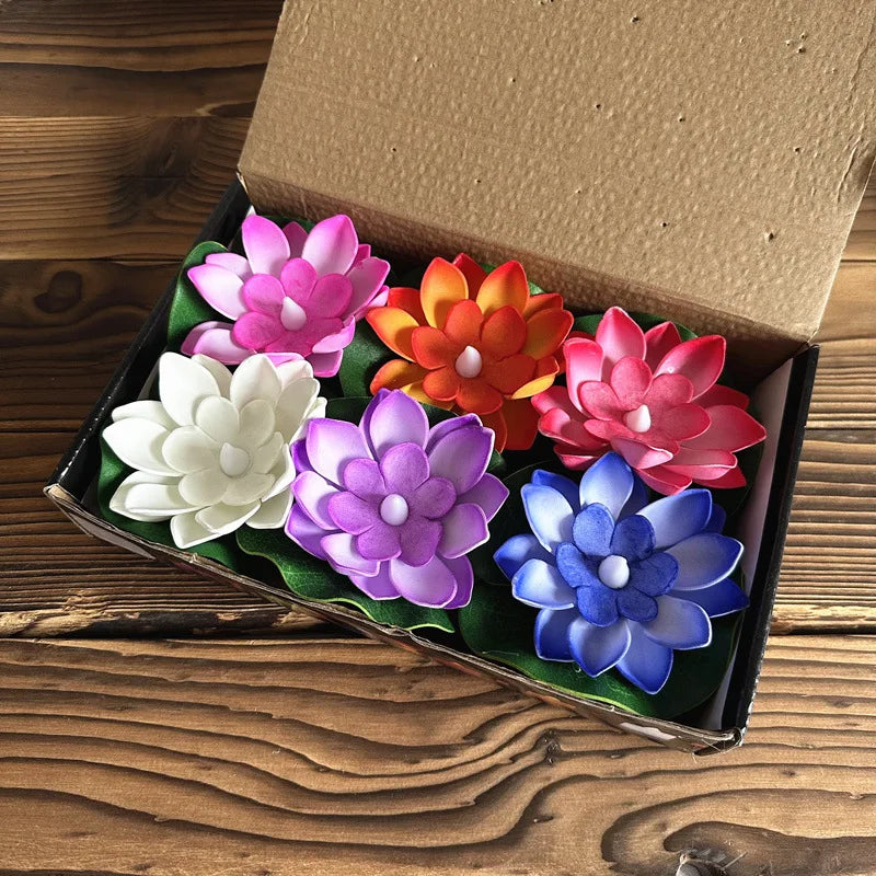 Floating Flower Pool Lamp with LED Sensor Light