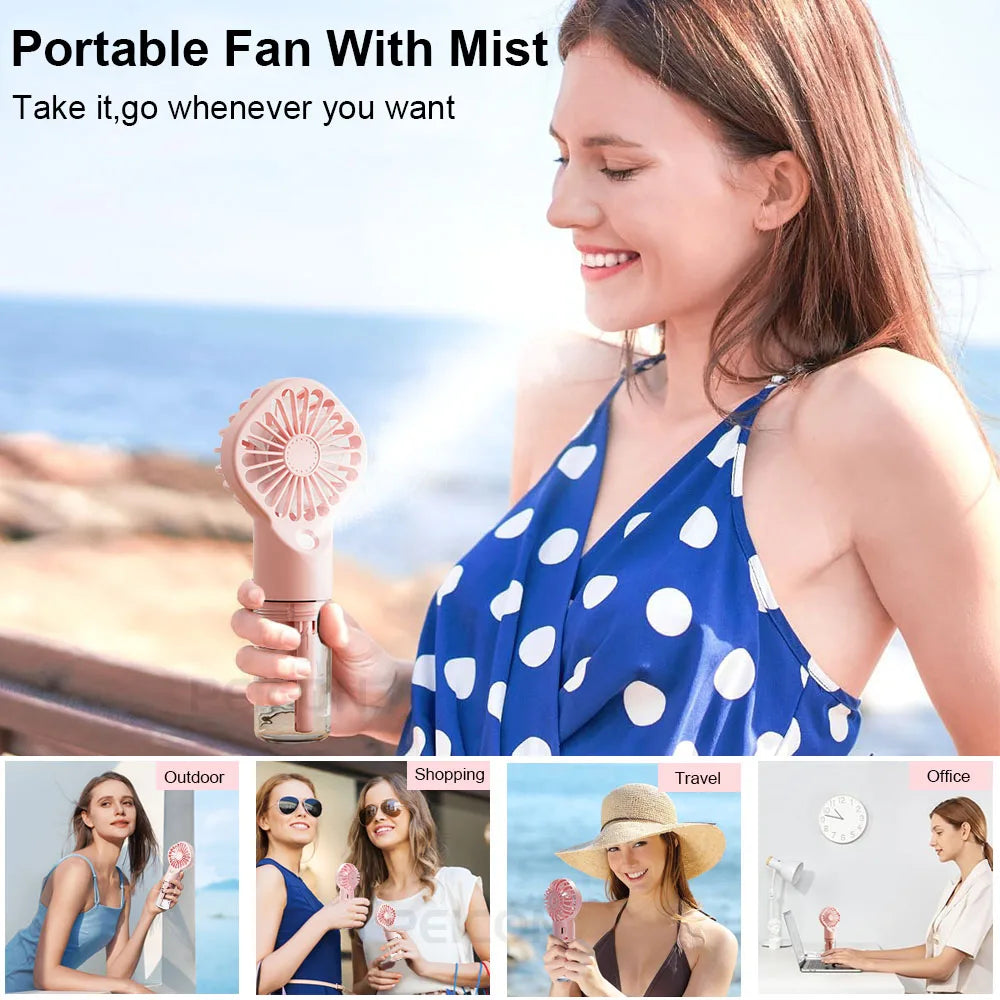 Compact Personal Misting Fan with USB Rechargeable Design