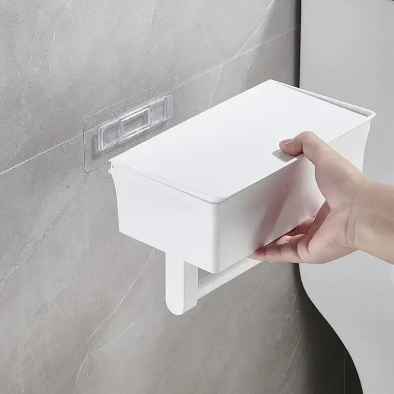 Modern Bathroom Toilet Paper Holder with Storage Shelf