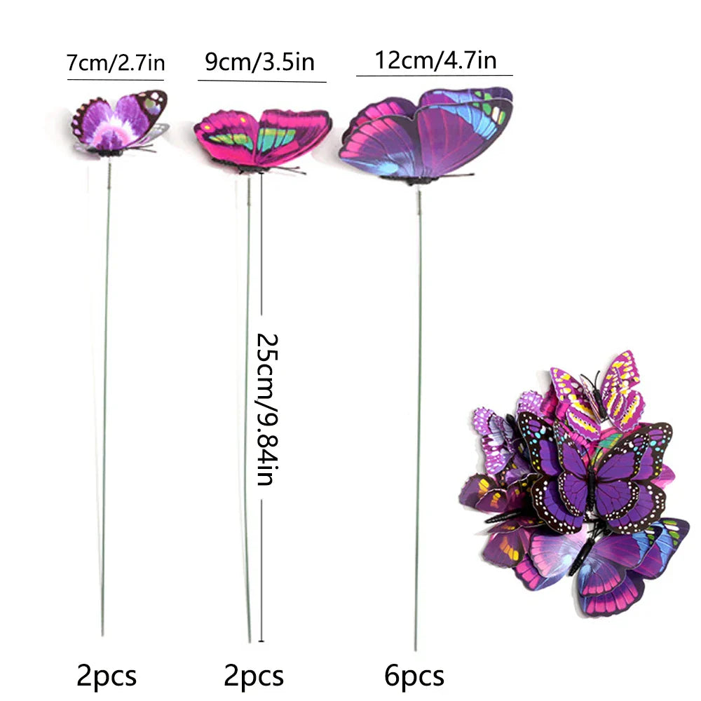 Vibrant Garden Butterfly Decor Set of 10 Water Resistant Stakes