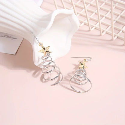 Fesara | Twisted Holiday Tree Drop Earrings