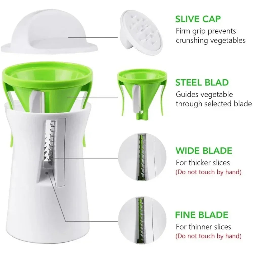Easy Veggie Spiralizer | Manual Cheese Cutter | Compact Stainless Steel