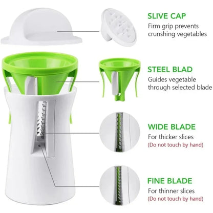 Easy Veggie Spiralizer | Manual Cheese Cutter | Compact Stainless Steel