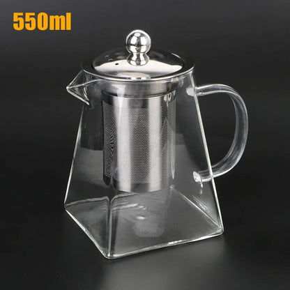 Clear Glass Teapot with Metal Infuser, 550/750/950ml - Fesara